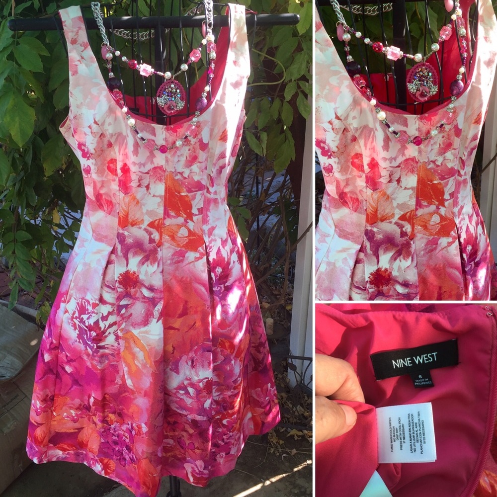 Spring Romantic Cotton Floral NINE WEST SUNDRESS 6
